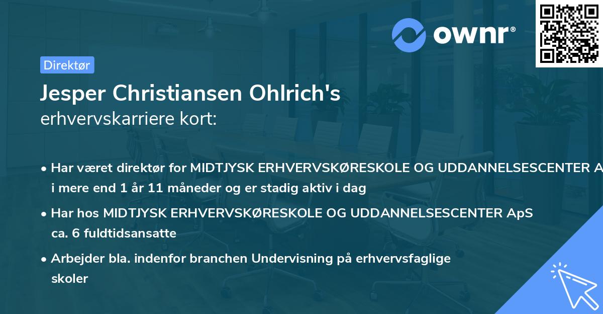 Jesper Christiansen Ohlrich's erhvervskarriere kort