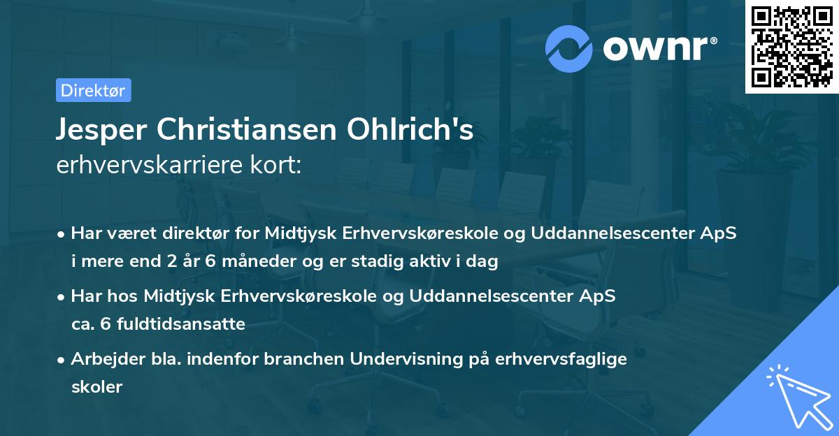 Jesper Christiansen Ohlrich's erhvervskarriere kort