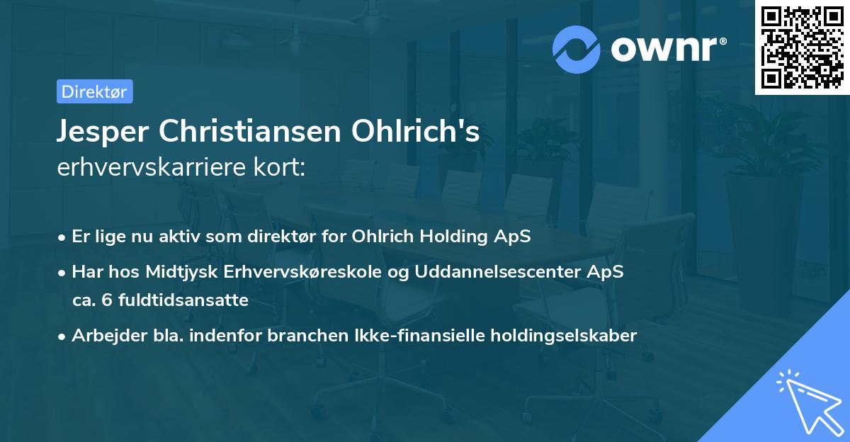 Jesper Christiansen Ohlrich's erhvervskarriere kort