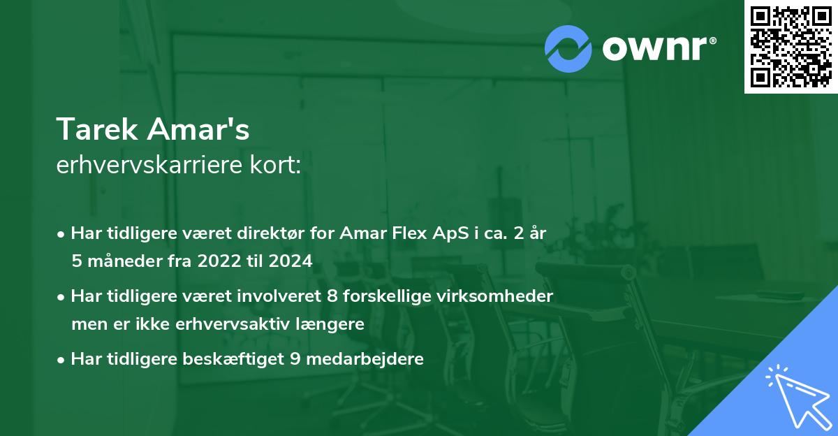 Tarek Amar's erhvervskarriere kort