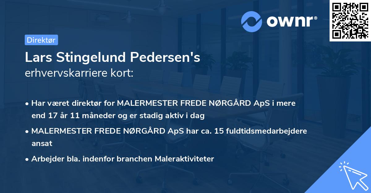 Lars Stingelund Pedersen's erhvervskarriere kort