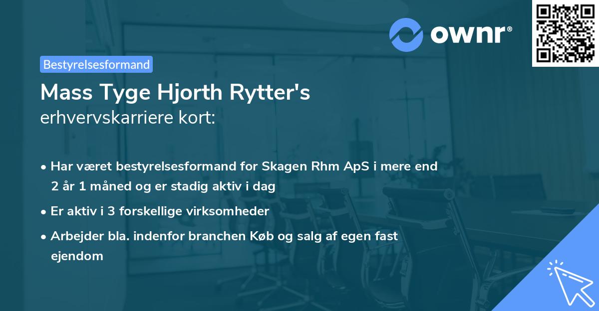 Mass Tyge Hjorth Rytter's erhvervskarriere kort
