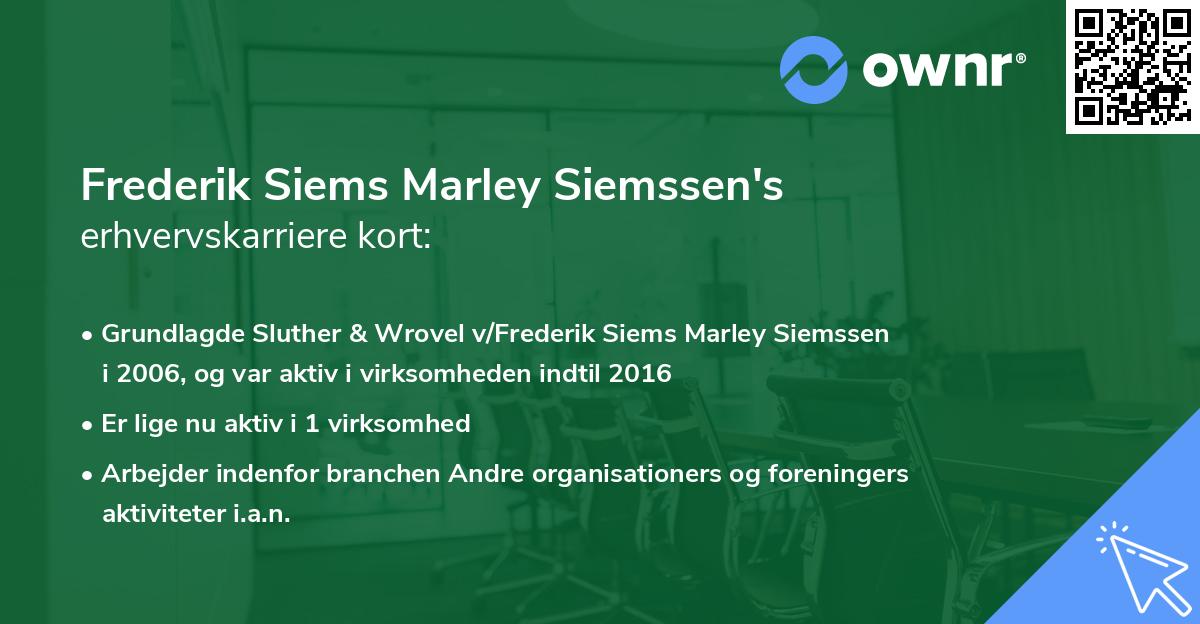 Frederik Siems Marley Siemssen's erhvervskarriere kort