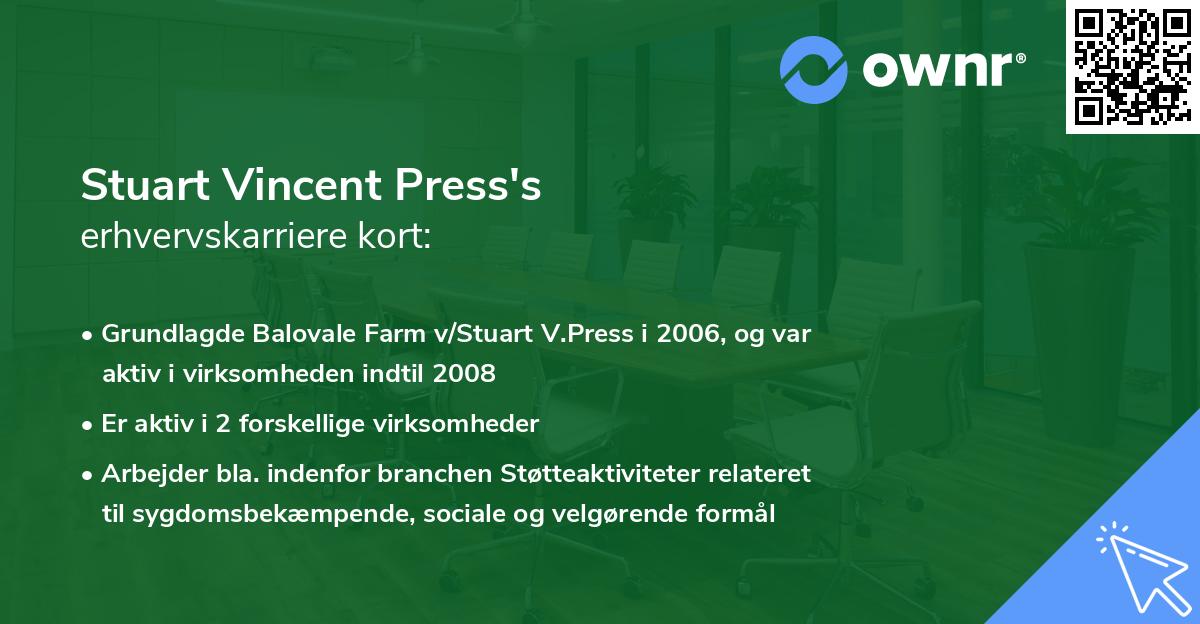 Stuart Vincent Press's erhvervskarriere kort