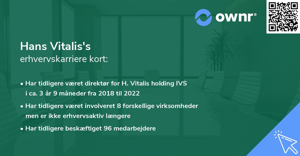 Hans Vitalis's erhvervskarriere kort