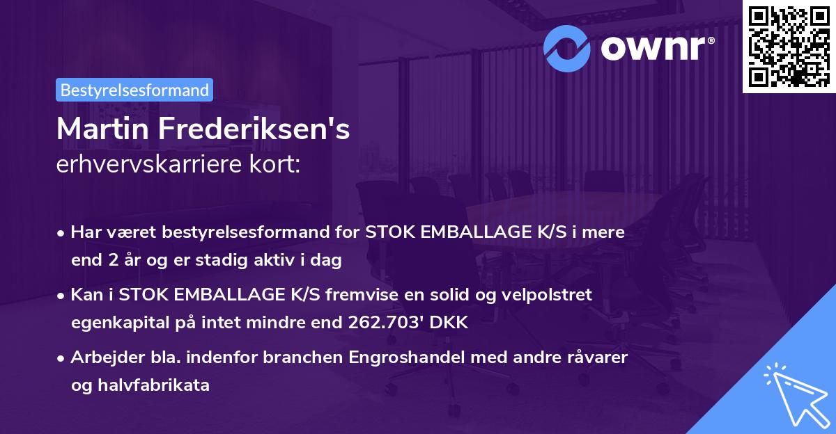 Martin Frederiksen's erhvervskarriere kort