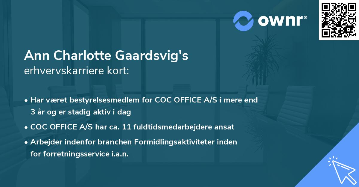 Ann Charlotte Gaardsvig's erhvervskarriere kort
