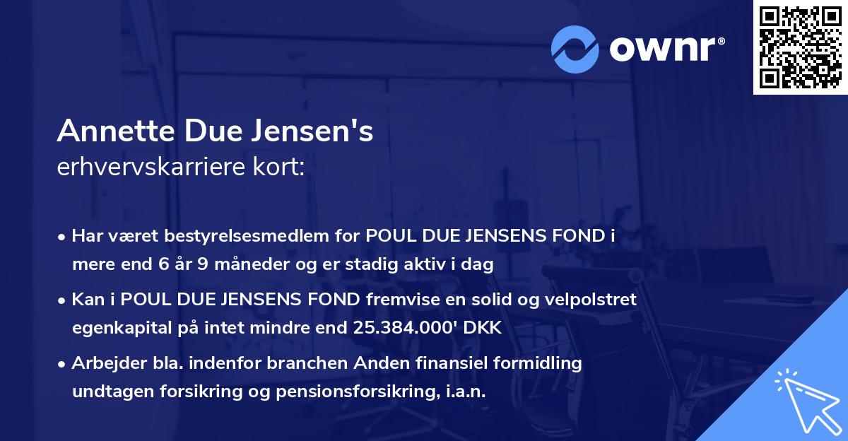 Annette Due Jensen's erhvervskarriere kort