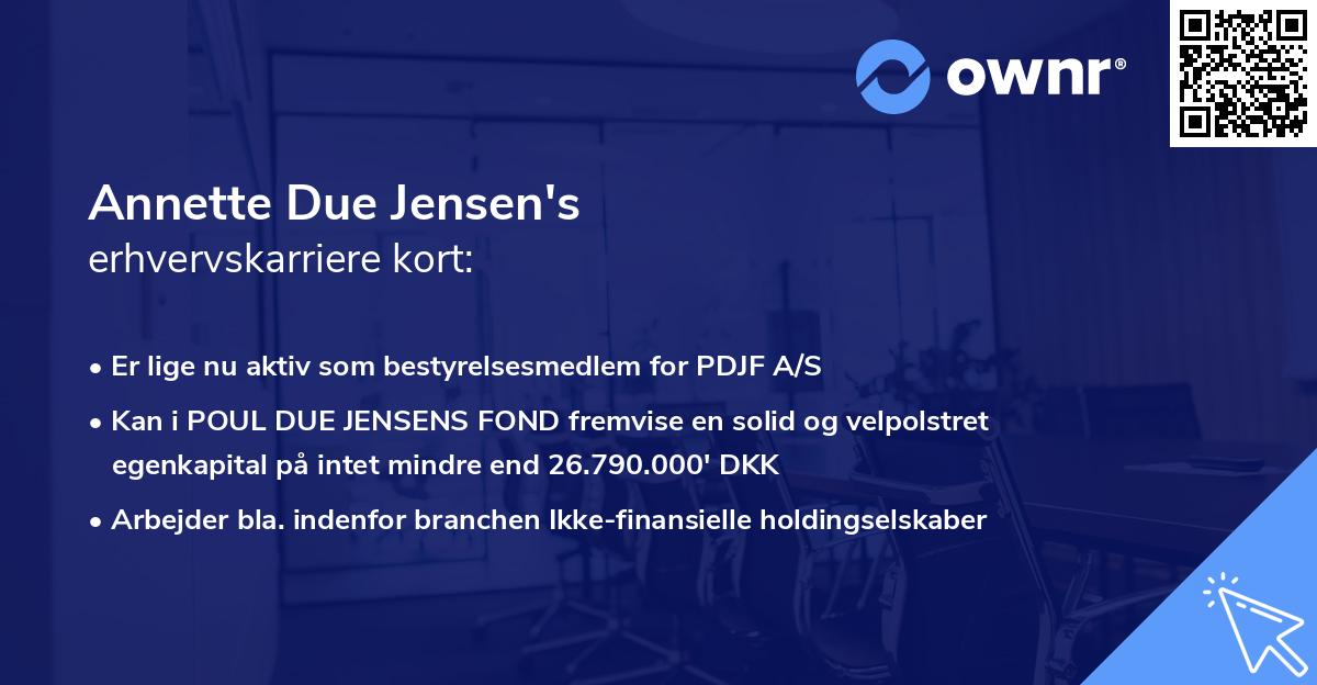 Annette Due Jensen's erhvervskarriere kort