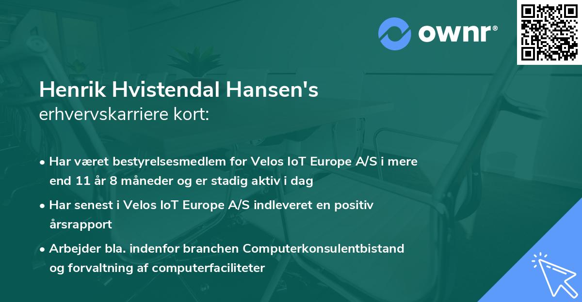Henrik Hvistendal Hansen's erhvervskarriere kort