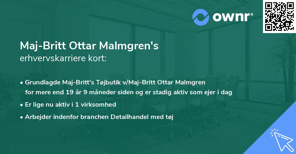 Maj-Britt Ottar Malmgren's erhvervskarriere kort