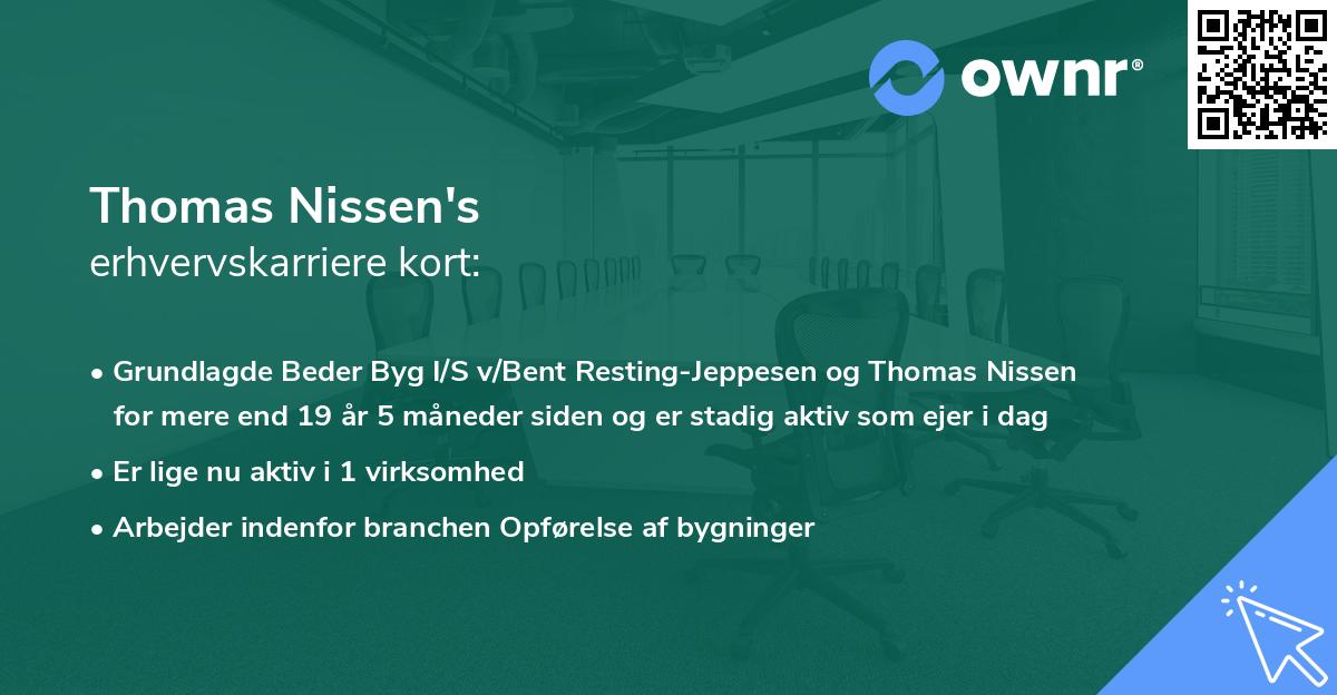 Thomas Nissen's erhvervskarriere kort