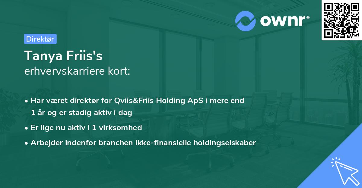 Tanya Friis's erhvervskarriere kort