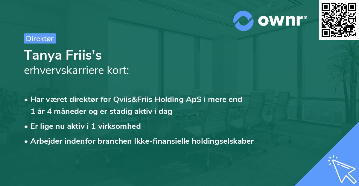 Tanya Friis's erhvervskarriere kort