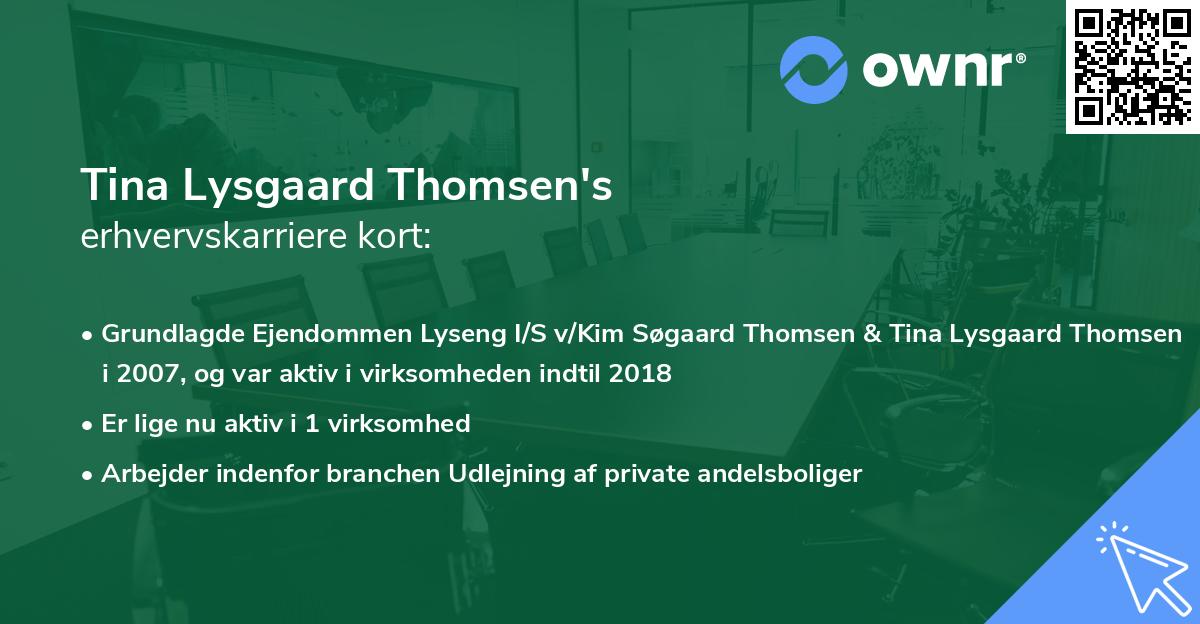 Tina Lysgaard Thomsen's erhvervskarriere kort