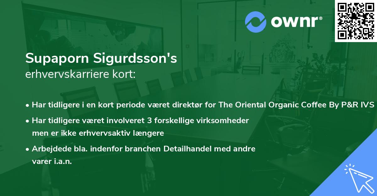 Supaporn Sigurdsson's erhvervskarriere kort