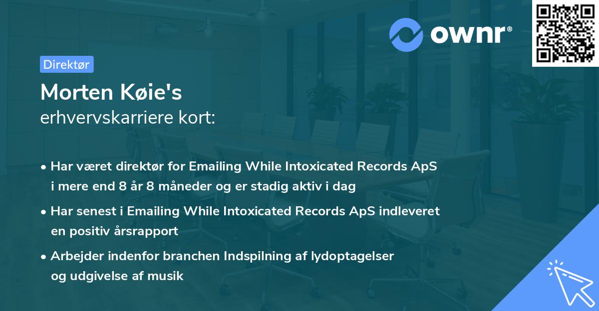 Morten Køie's erhvervskarriere kort