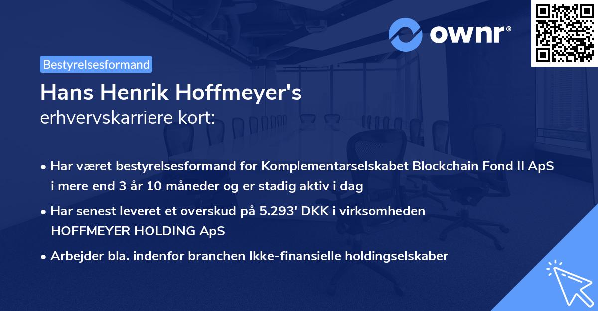 Hans Henrik Hoffmeyer's erhvervskarriere kort