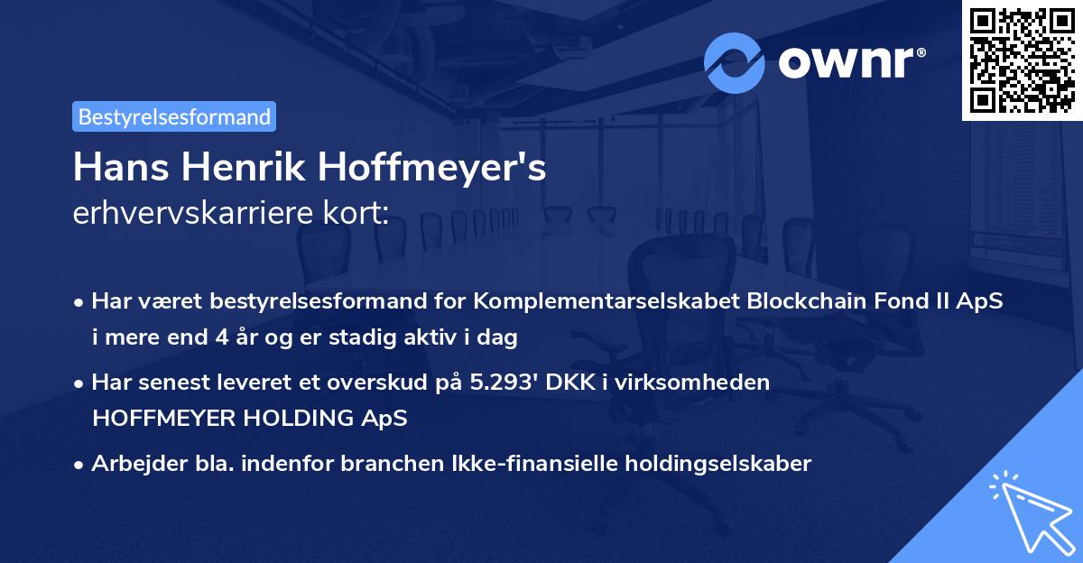 Hans Henrik Hoffmeyer's erhvervskarriere kort