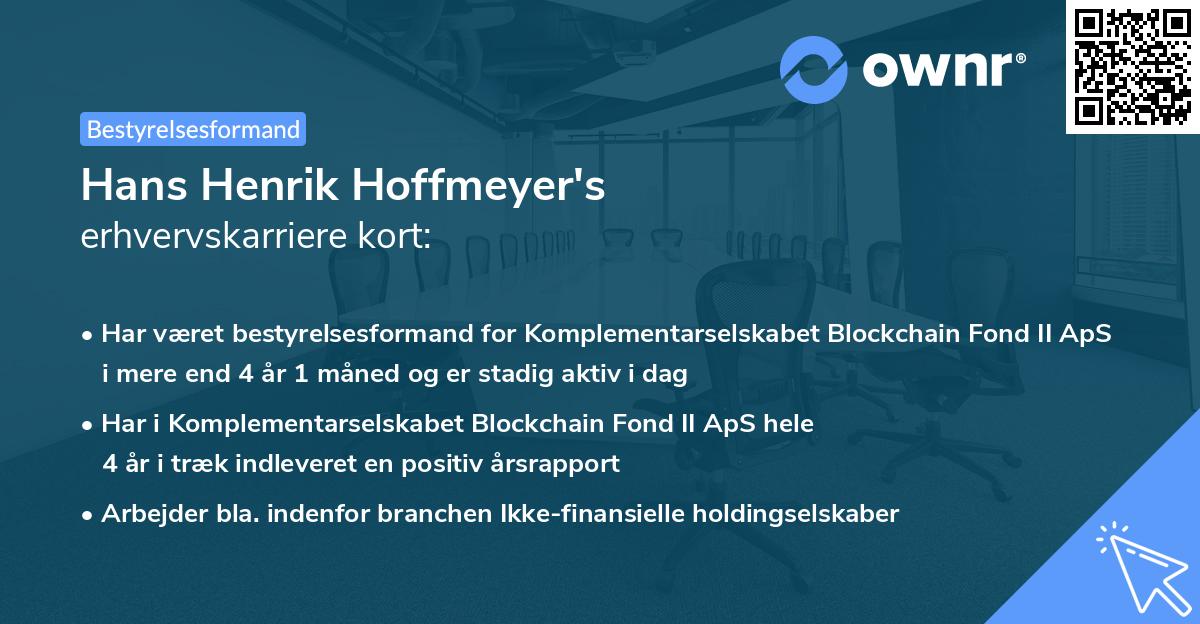 Hans Henrik Hoffmeyer's erhvervskarriere kort