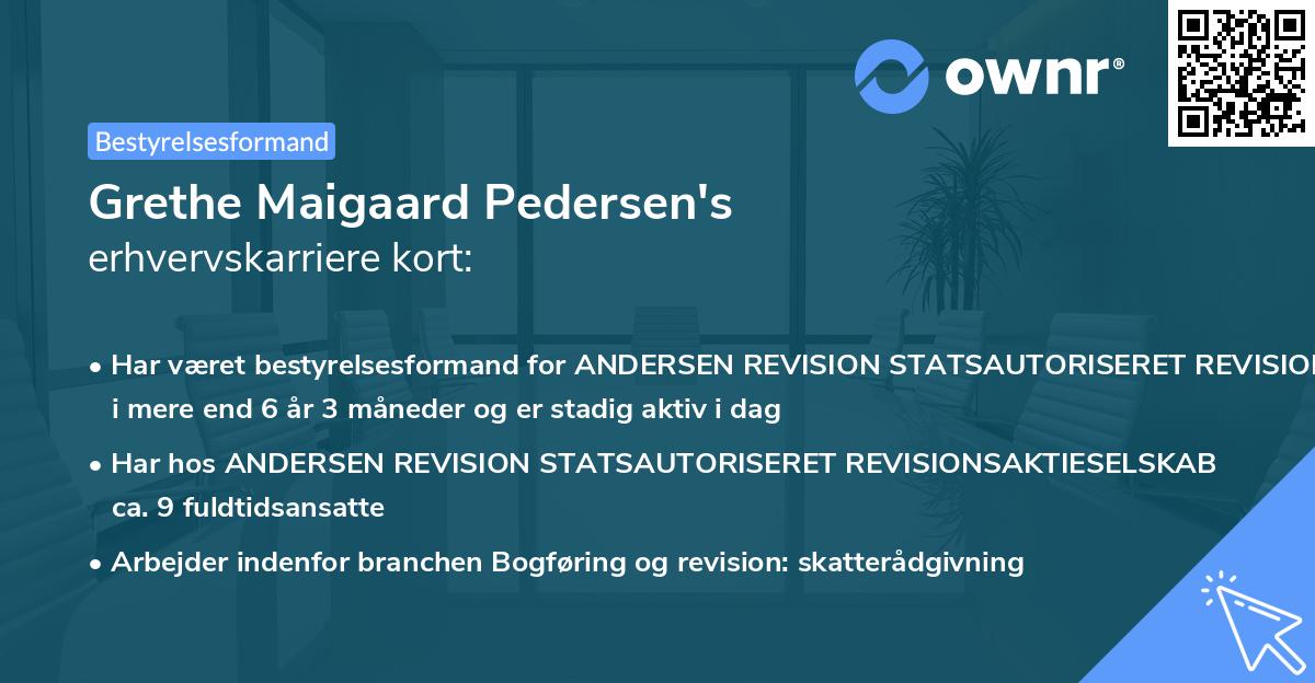 Grethe Maigaard Pedersen's erhvervskarriere kort