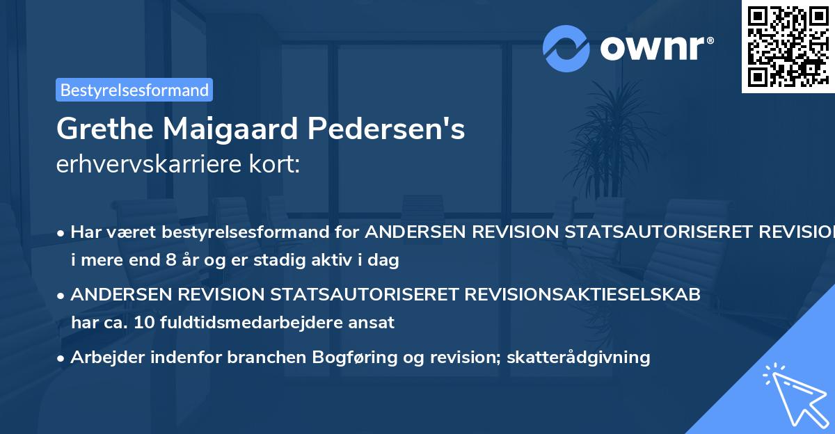 Grethe Maigaard Pedersen's erhvervskarriere kort