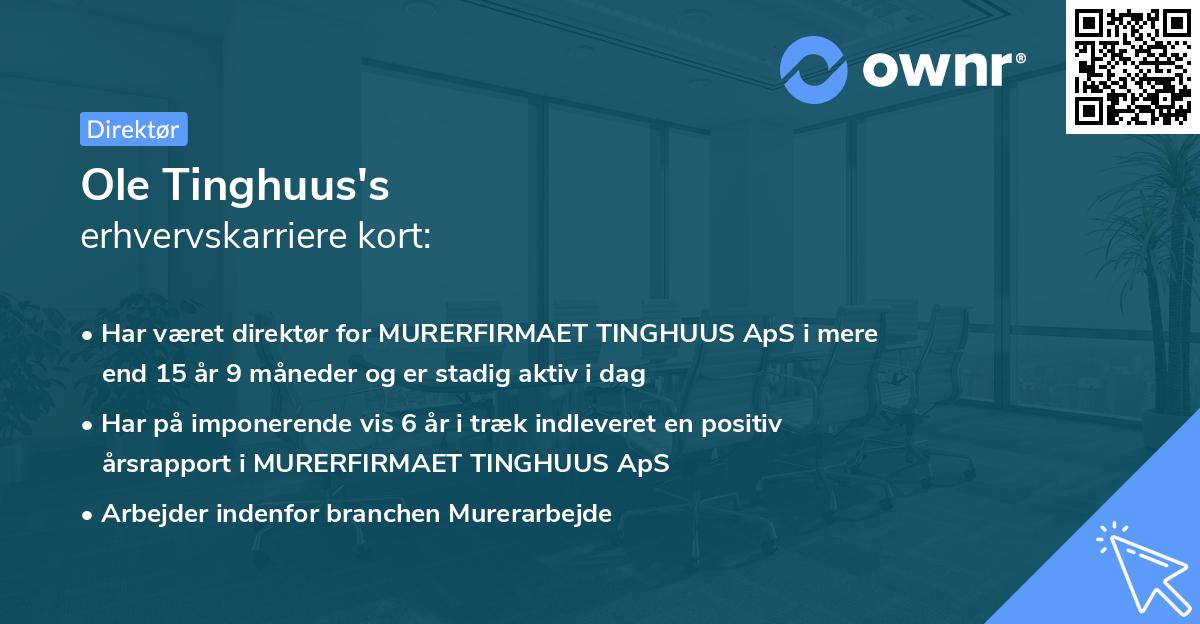 Ole Tinghuus's erhvervskarriere kort