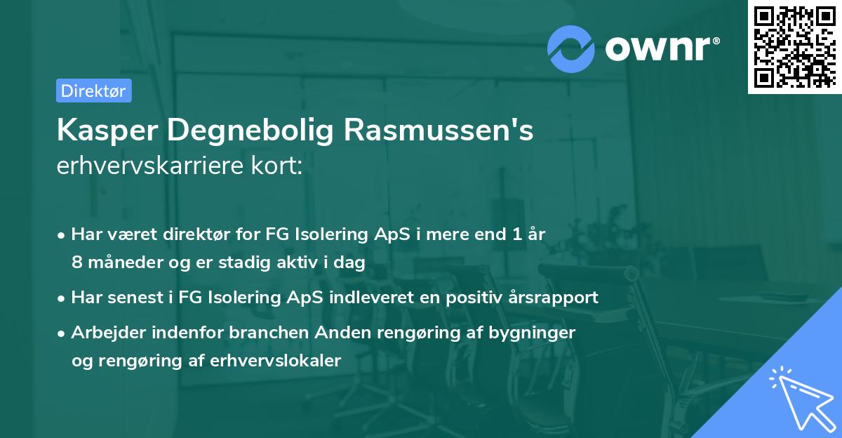 Kasper Degnebolig Rasmussen's erhvervskarriere kort