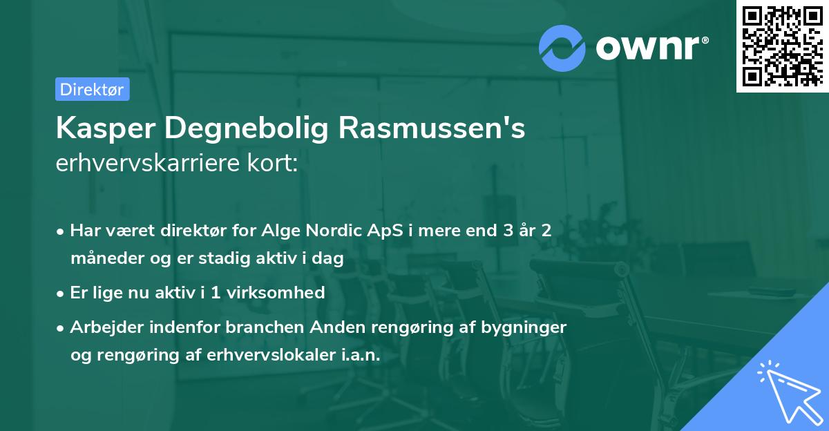 Kasper Degnebolig Rasmussen's erhvervskarriere kort