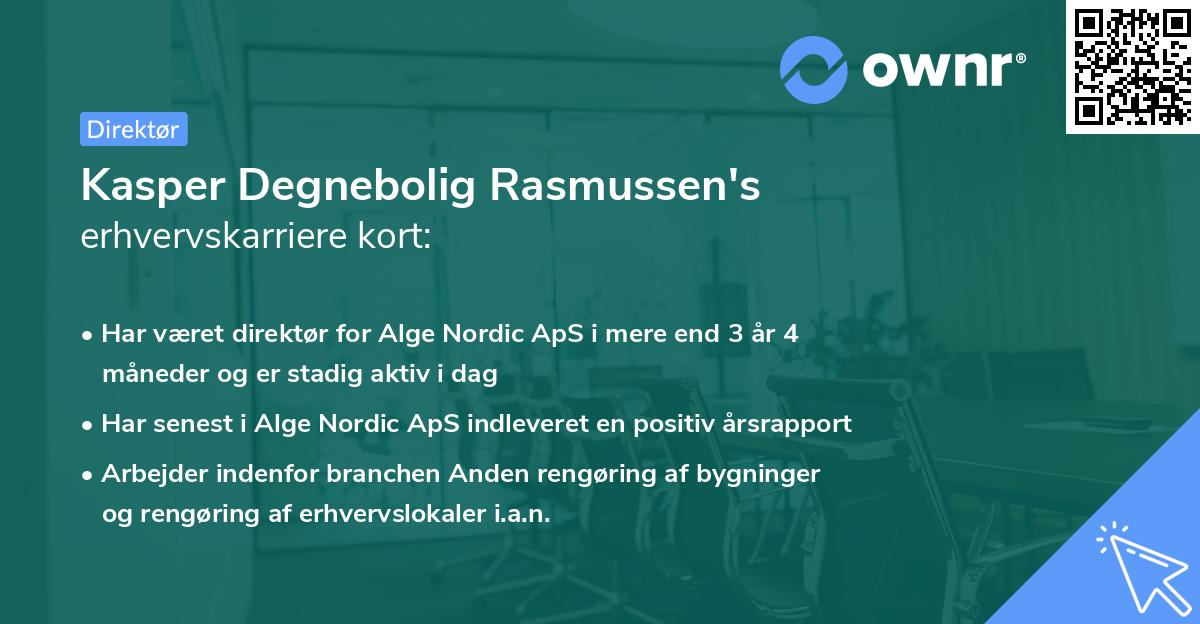 Kasper Degnebolig Rasmussen's erhvervskarriere kort