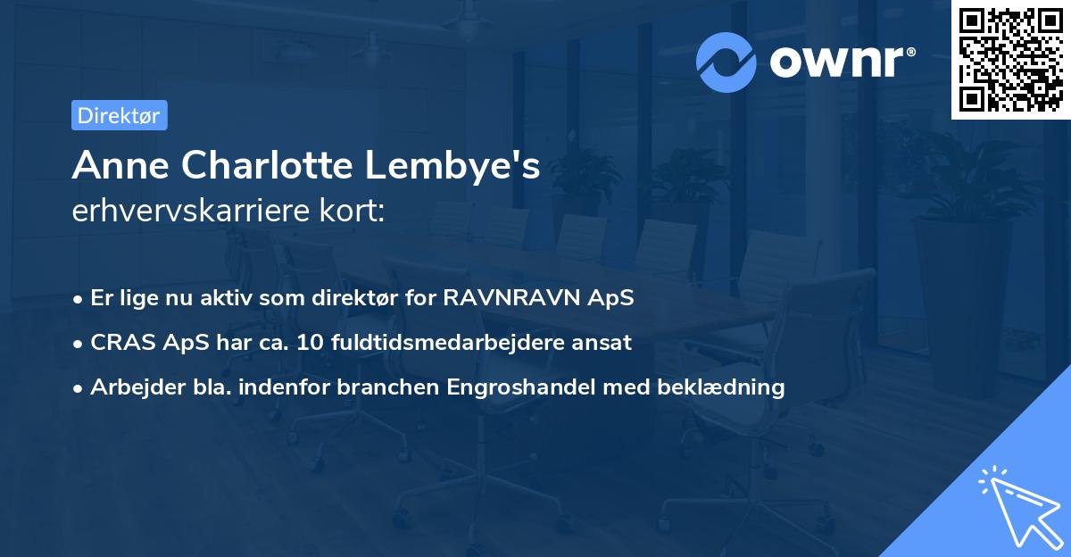 Anne Charlotte Lembye's erhvervskarriere kort
