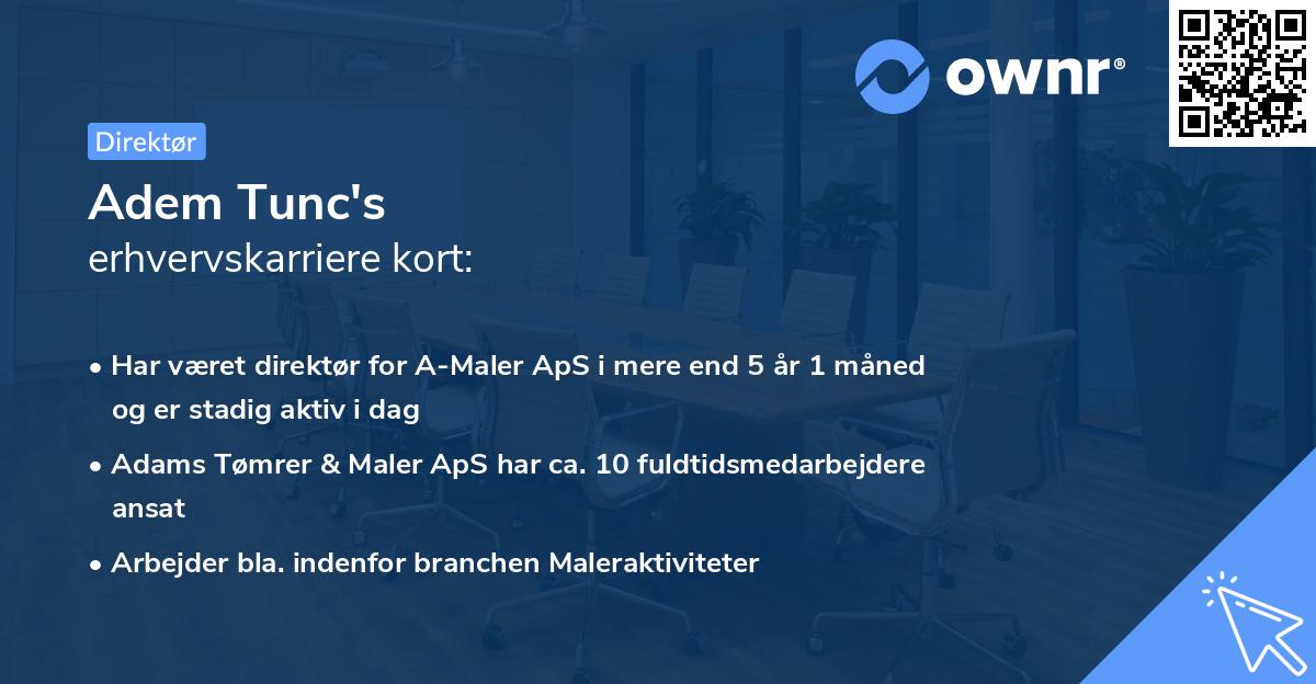 Adem Tunc's erhvervskarriere kort