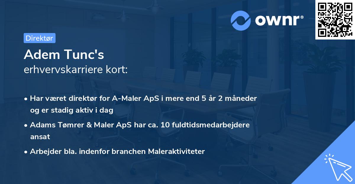 Adem Tunc's erhvervskarriere kort