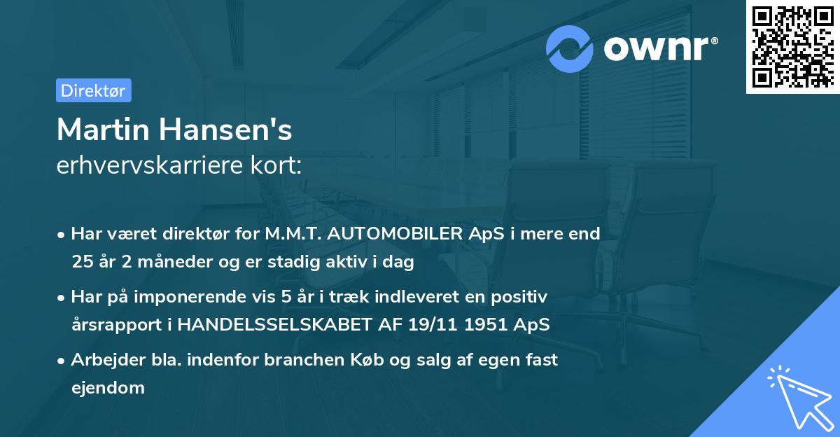 Martin Hansen's erhvervskarriere kort