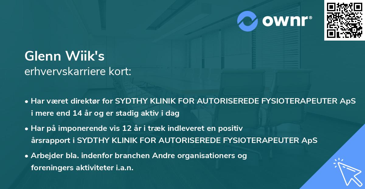 Glenn Wiik's erhvervskarriere kort