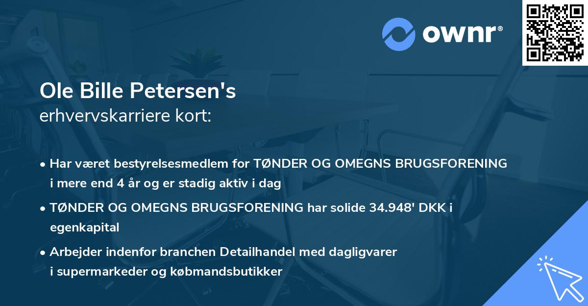 Ole Bille Petersen's erhvervskarriere kort