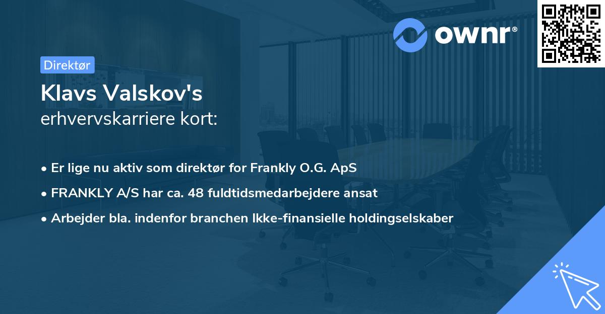 Klavs Valskov's erhvervskarriere kort