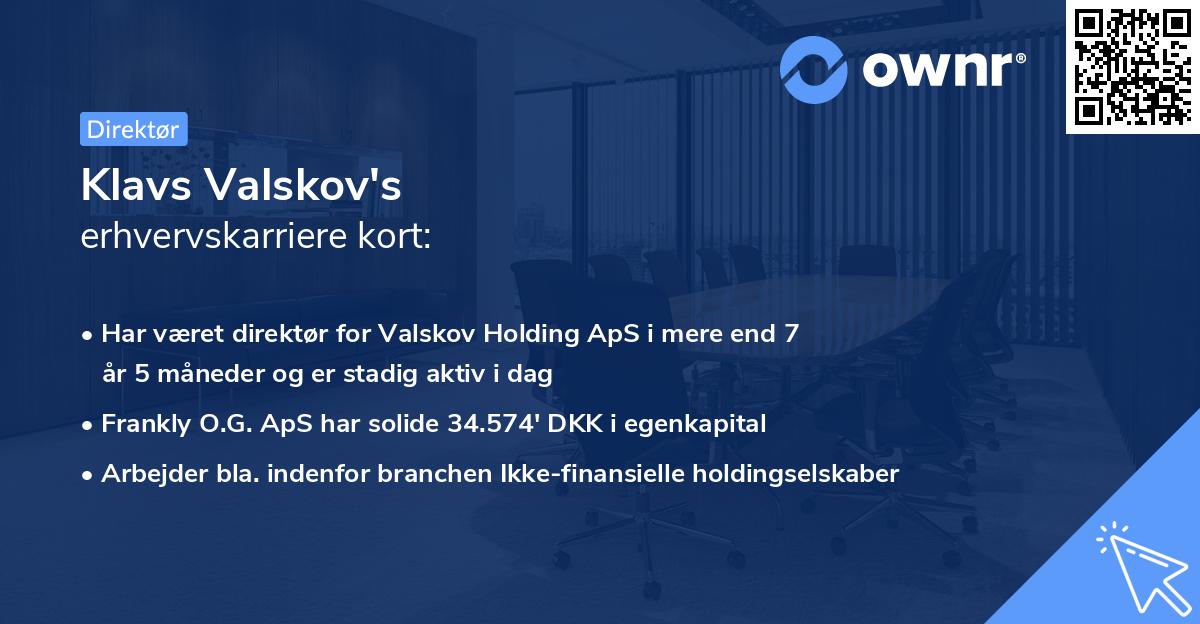 Klavs Valskov's erhvervskarriere kort