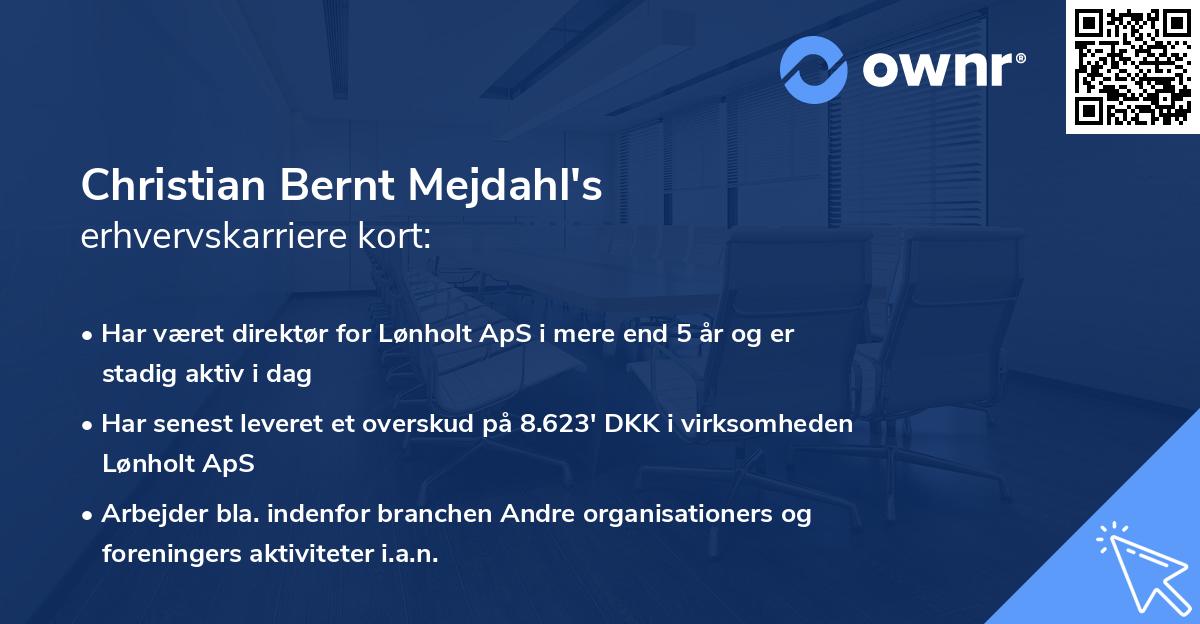 Christian Bernt Mejdahl's erhvervskarriere kort