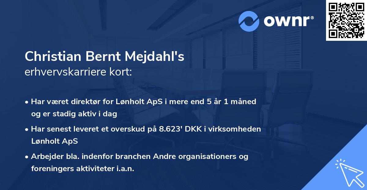 Christian Bernt Mejdahl's erhvervskarriere kort