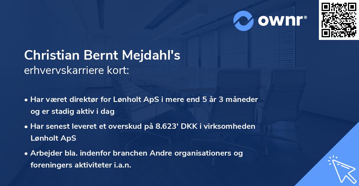 Christian Bernt Mejdahl's erhvervskarriere kort