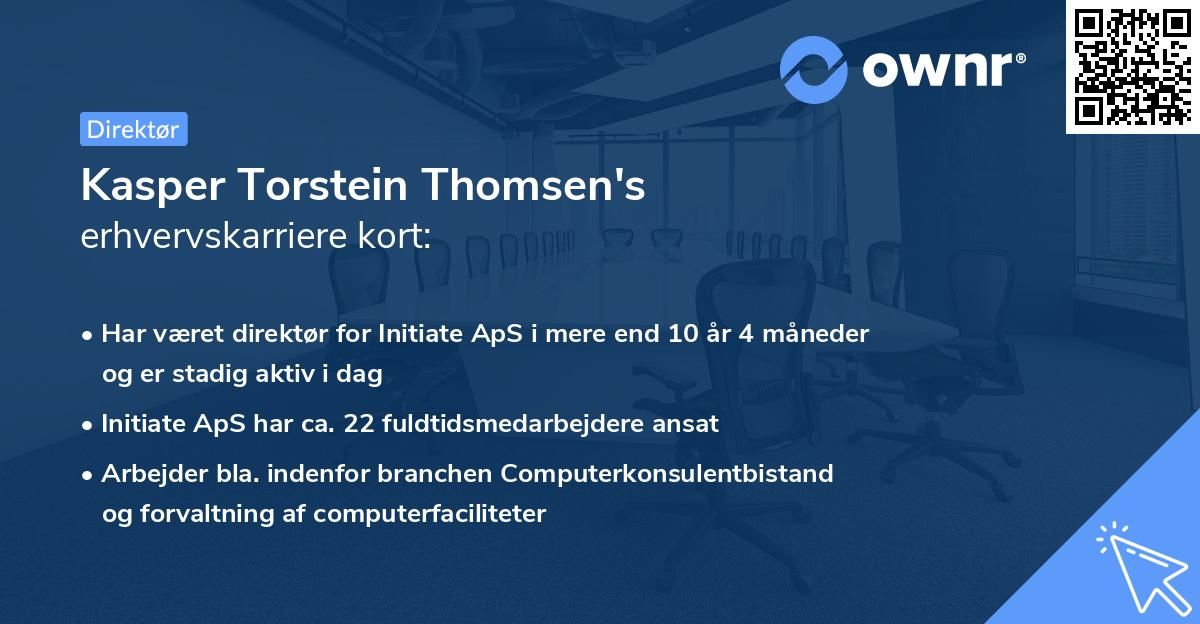 Kasper Torstein Thomsen's erhvervskarriere kort