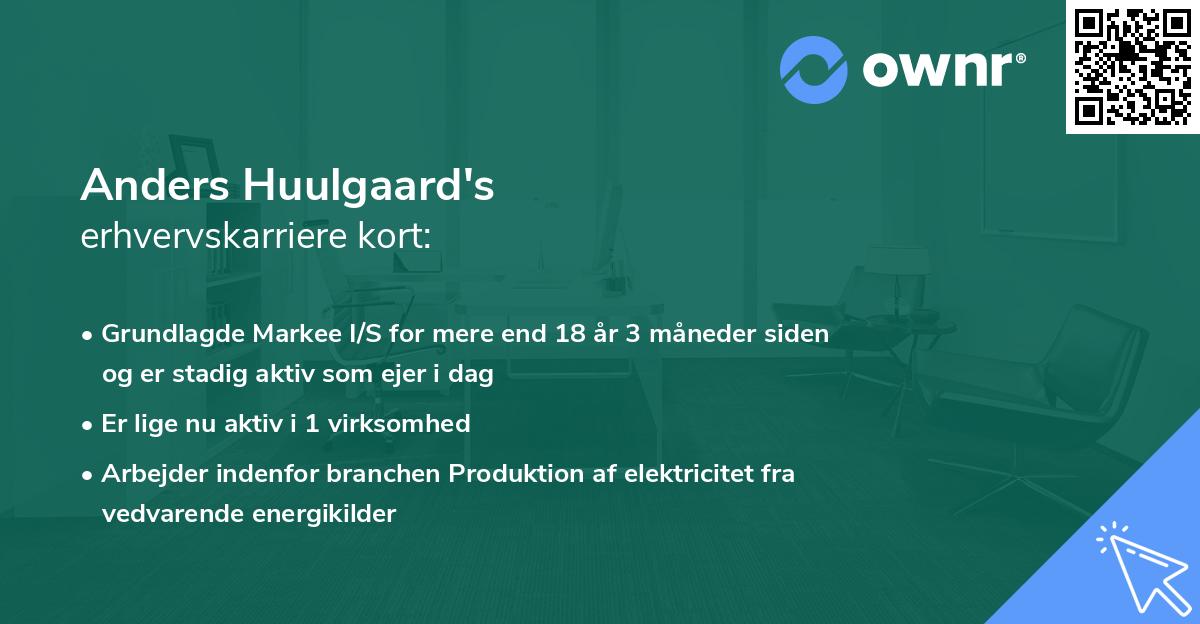 Anders Huulgaard's erhvervskarriere kort