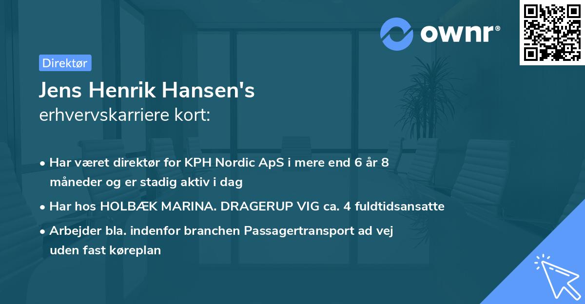 Jens Henrik Hansen's erhvervskarriere kort