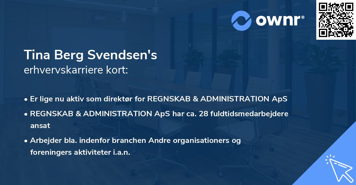 Tina Berg Svendsen's erhvervskarriere kort
