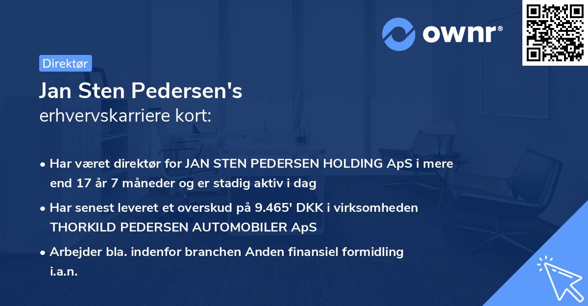 Jan Sten Pedersen's erhvervskarriere kort