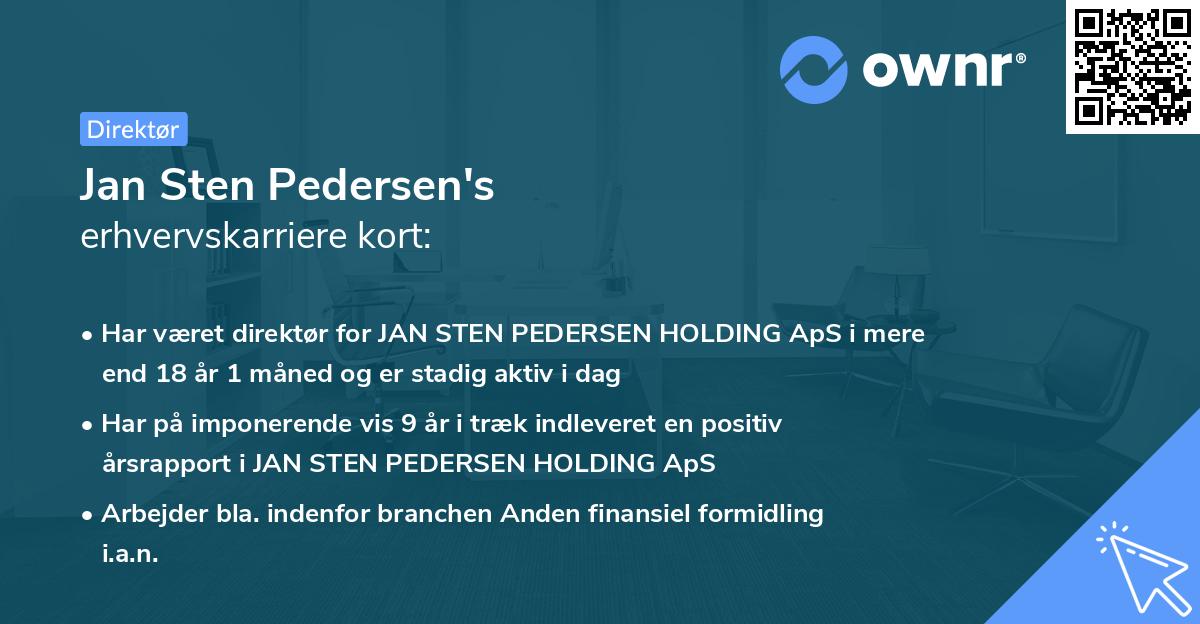 Jan Sten Pedersen's erhvervskarriere kort