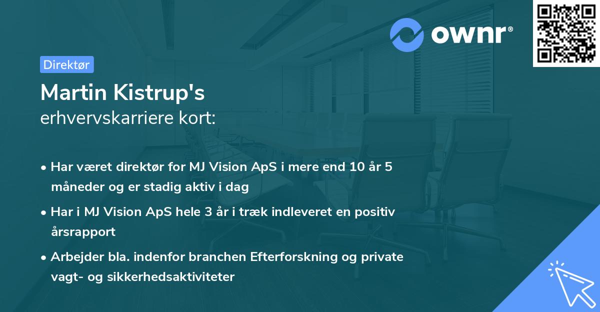 Martin Kistrup's erhvervskarriere kort
