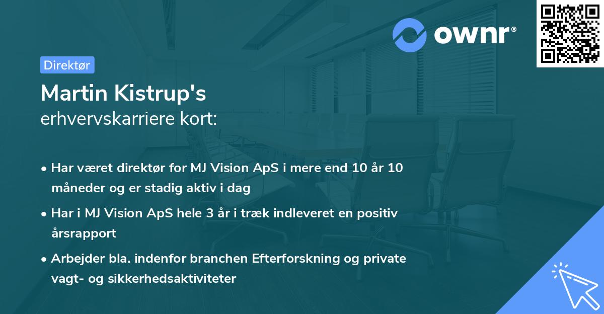 Martin Kistrup's erhvervskarriere kort