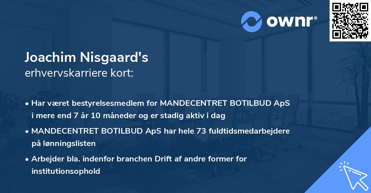 Joachim Nisgaard's erhvervskarriere kort